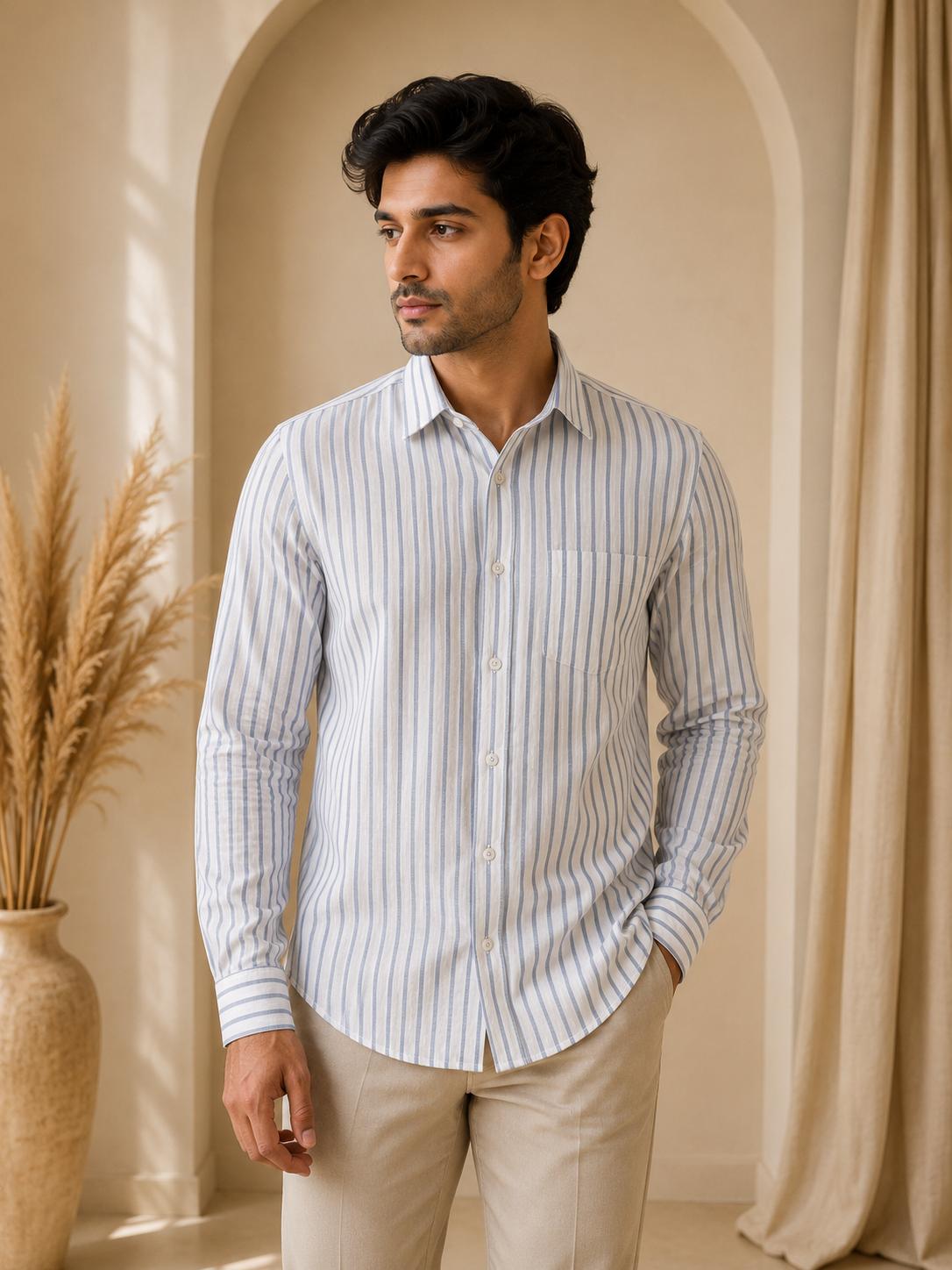 Ivory Cotton Oxford Button-Down Formal Shirt