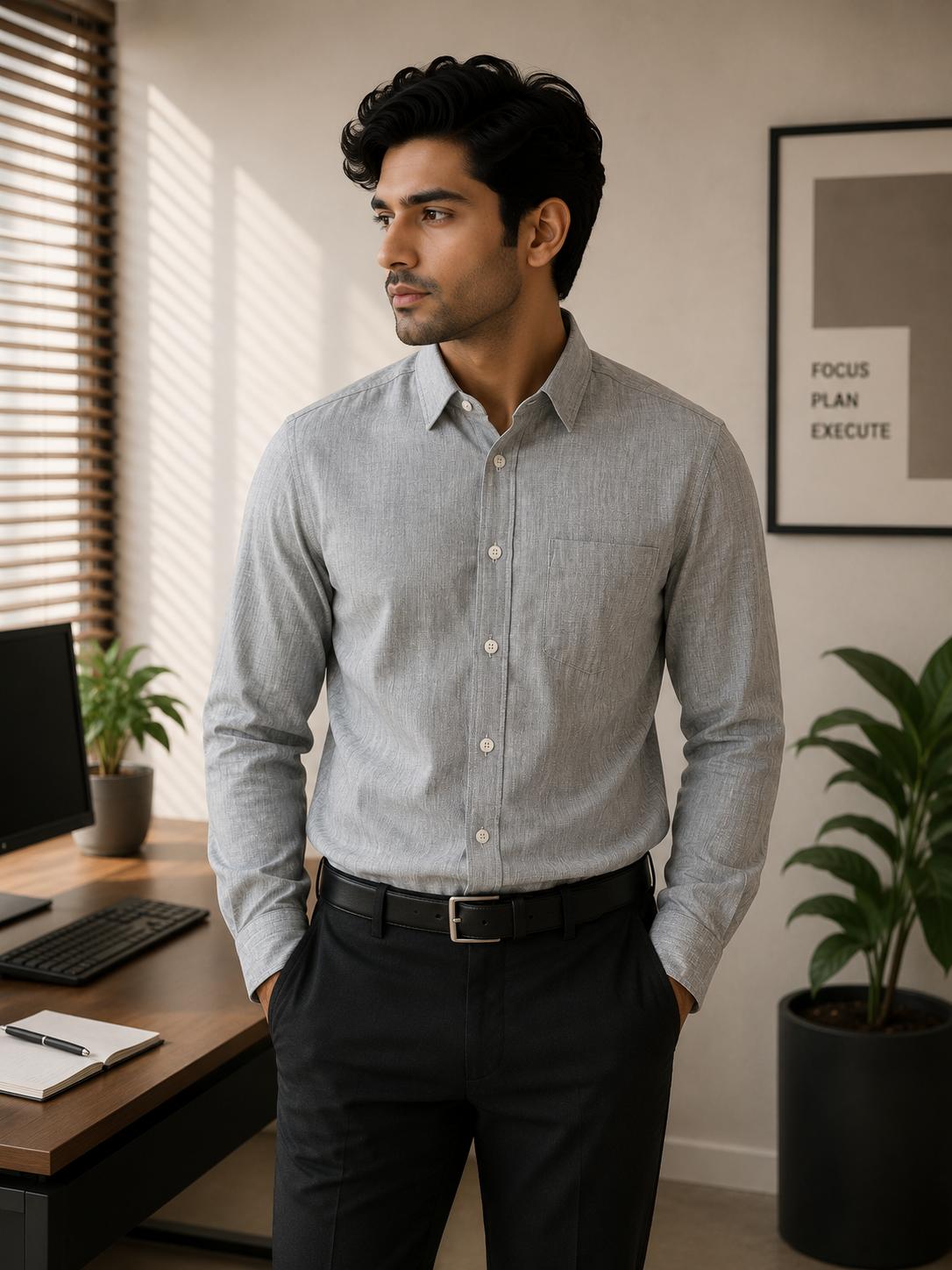 Sage and White Stripe Formal Shirt