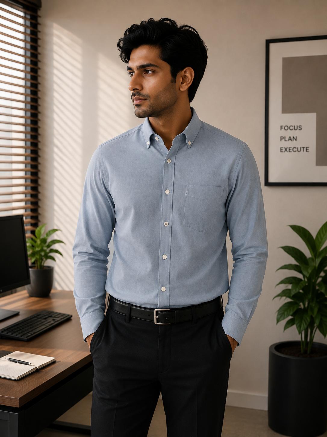 Sky Blue Oxford Classic Fit Formal Shirt