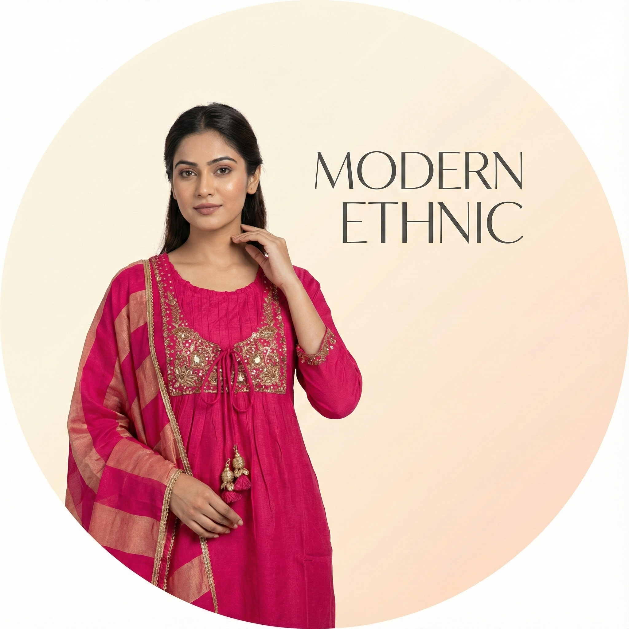 Fuchsia Pink Embroidered Suit Set with Designer Dupatta