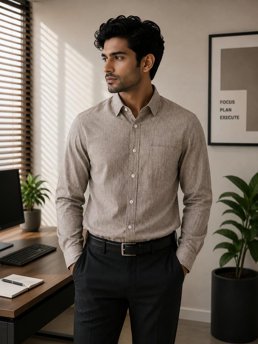 Denim Blue Pinstripe Formal Shirt