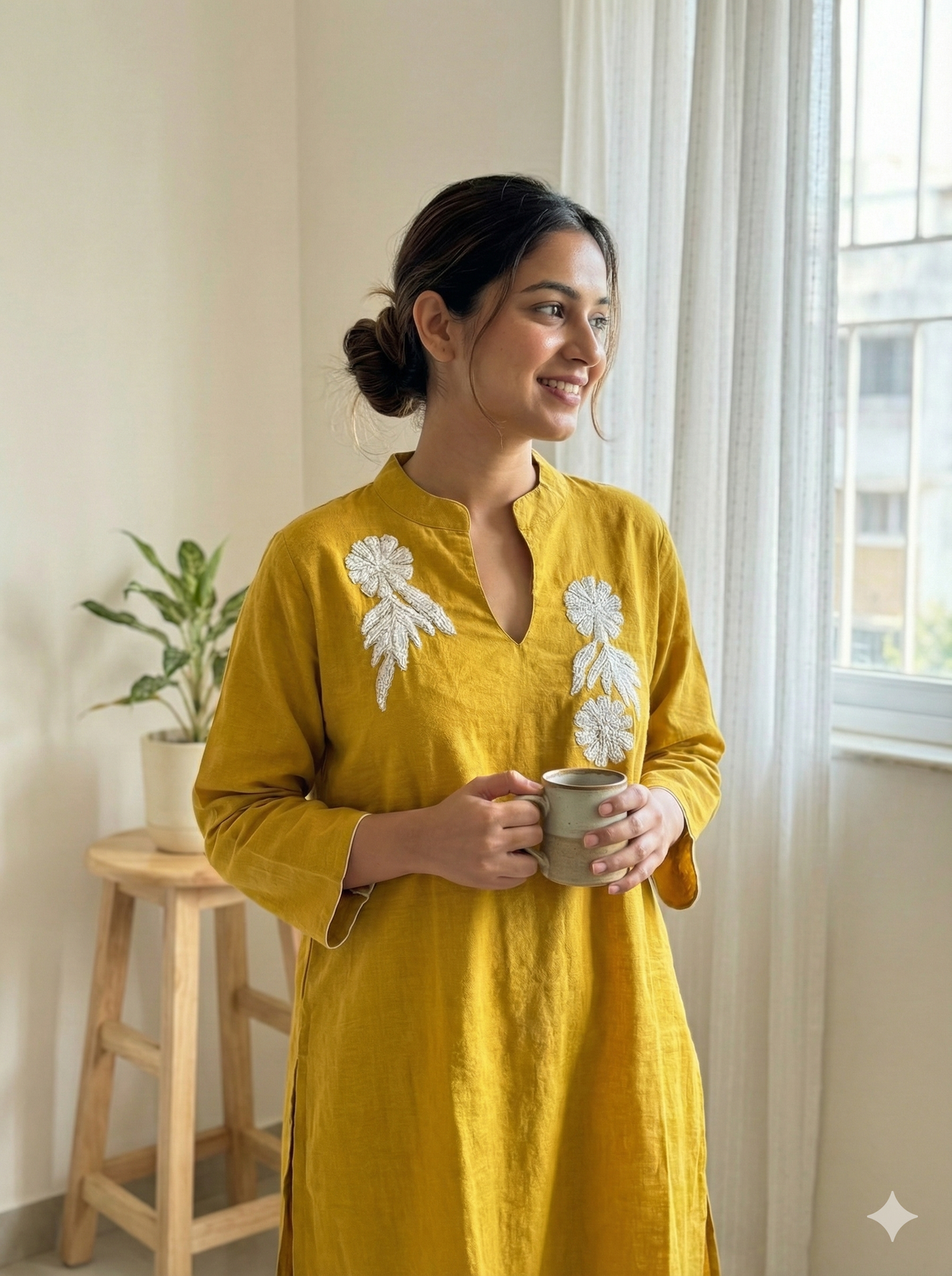 Ivory Off White Chanderi Silk Kurta Set with Zari and Coin Work