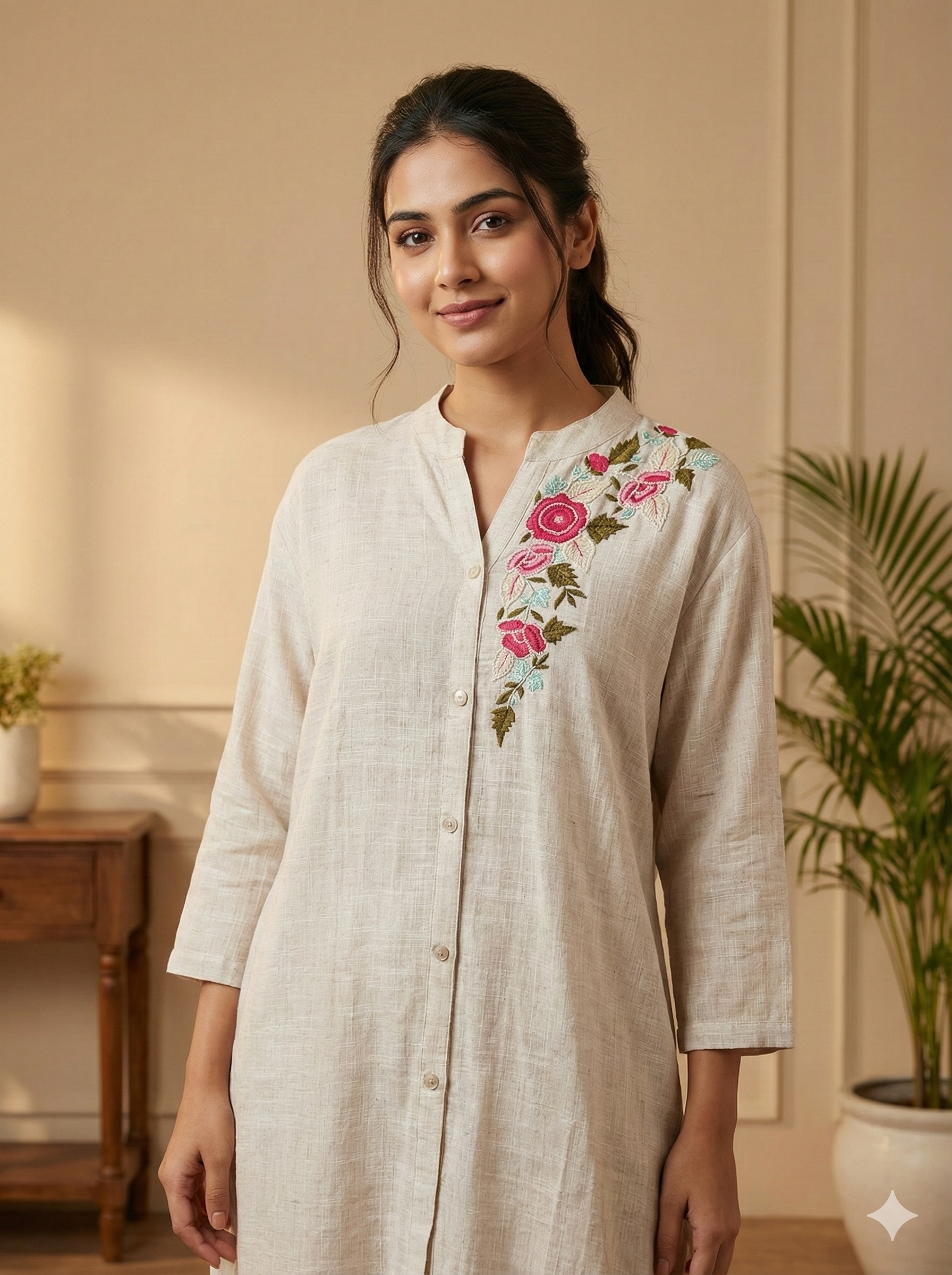 Royal Purple Angrakha Chiffon Kurta Set with Zari Embroidery