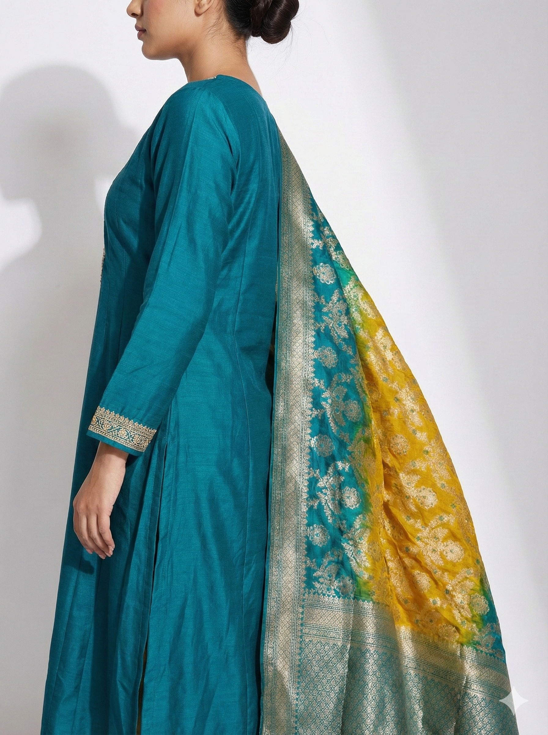 Teal Embroidered Ethnic Suit Set with Designer Dupatta